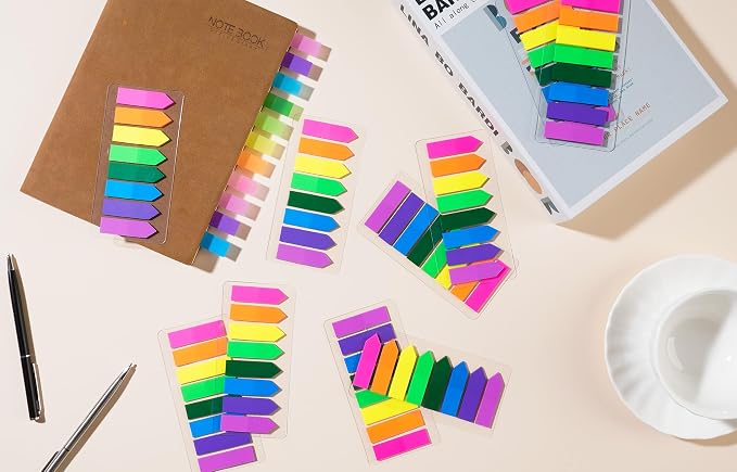 Page Markers Bright Sticky Tabs, Translucent Small Sticky Notes Flags and Arrow - Image 7