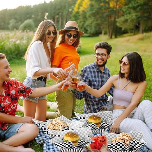Geosar 200 Pcs Gingham Party Supply Disposable Paper Food Tray Bulk Disposable - Image 7