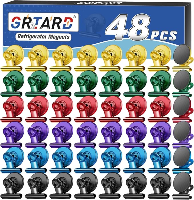 Grtard 48 Pack Magnetic Clips, Mixed Color Magnet Clips by Grtard