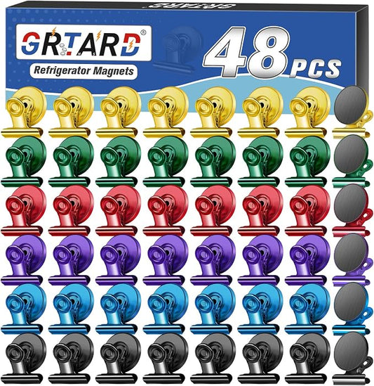 Grtard 48 Pack Magnetic Clips, Mixed Color Magnet Clips by Grtard