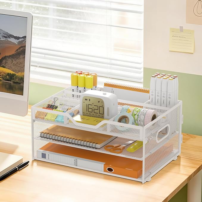3 Tier Desk Orgnizers and Accessories, Metal Magazine File Holder - Image 6