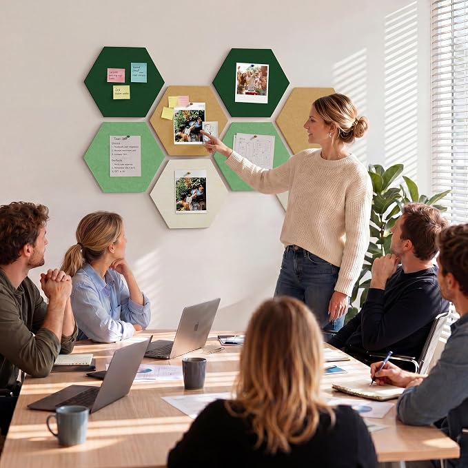8 Pack Hexagon Felt Bulletin Board Tiles - Image 8