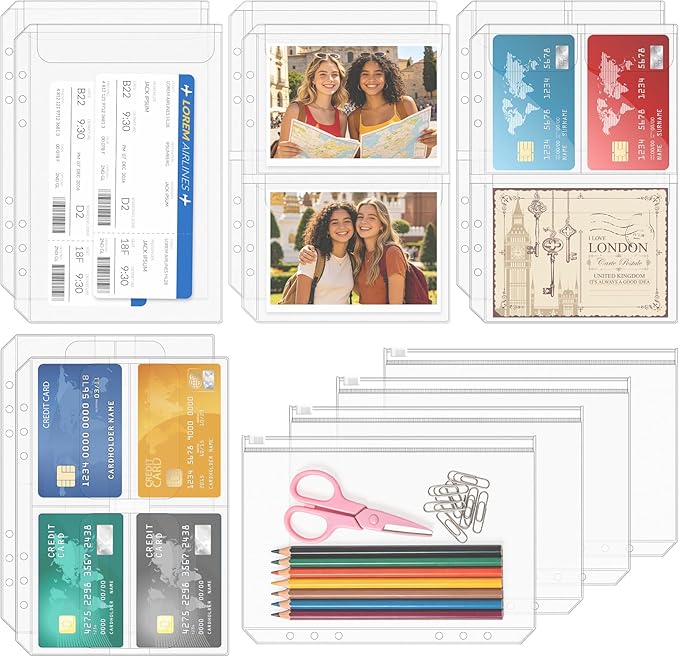 12PCS A5 Binder Pockets, 6-Hole Budget Envelopes by Unknown