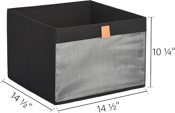 StorageWorks Closet Storage Bins, Extra Large Storage Baskets with Clear Window and Handles, Foldable Fabric Organizer for Clothes, Shelves, Black, 3 Pack-DeskLoop Office