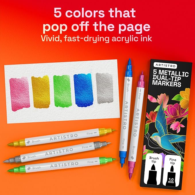 ARTISTRO 5 Metallic Acrylic Paint Markers - Image 2