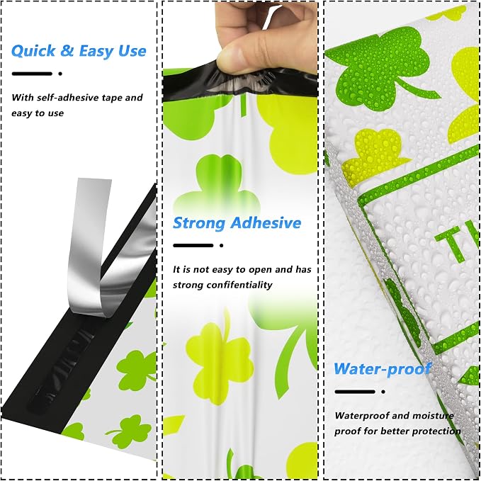 St Patrick's Day Poly Mailer 10x13 Inch 100 Pcs, Waterproof and Tear-Resistant - Image 3