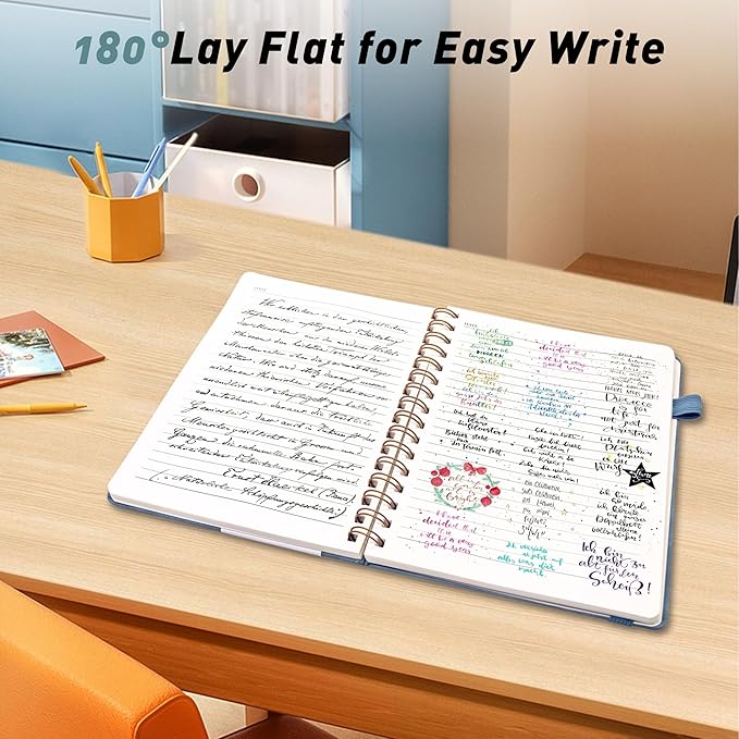 Lined Spiral Journal Notebook for Women & Men, College Ruled Hardcover Notebook for Work & Note Taking, Journals for Writing, 100 GSM, Business, School, 140 Pages, A5(5.8"x8.5") - Green-DeskLoop Office