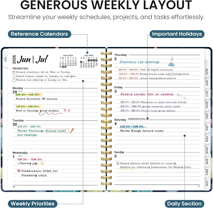 Planner 2026-2027, Academic Year Monthly and Weekly Calendar Planner, Jul 2026 - Image 3