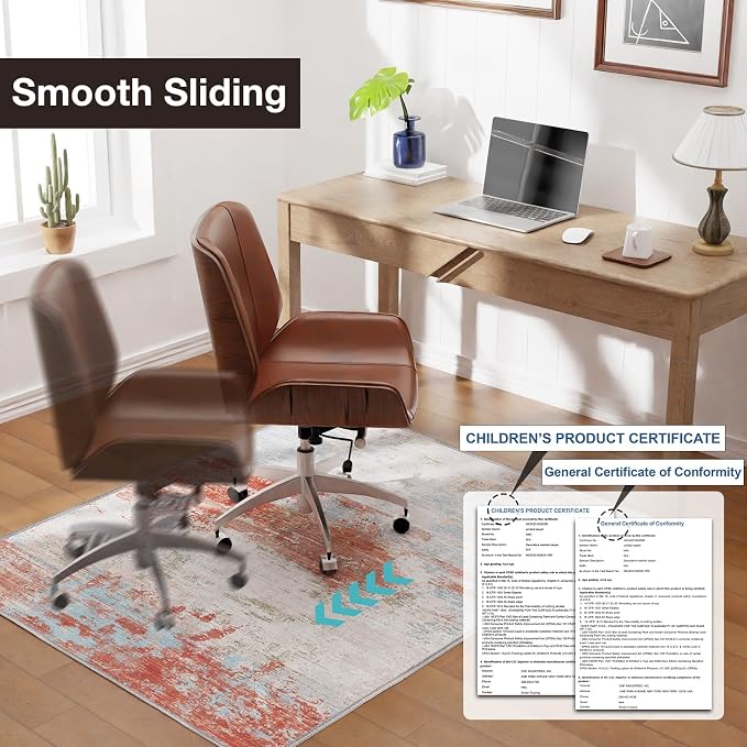 40"x50" Modern Abstract Office Chair Rug, Under Desk Rugs - Image 4
