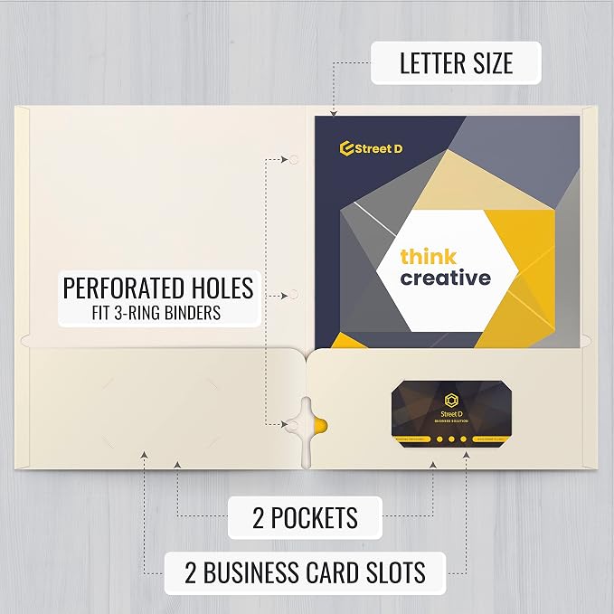 Better Office Products Two Pocket Portfolio Folders, Letter Size Paper Folders - Image 2