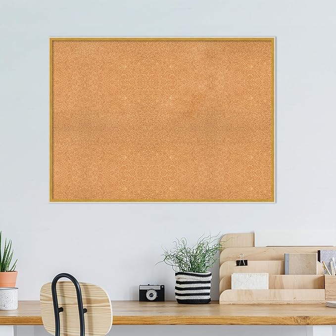 Amanti Art Natural Cork Board for Wall, 33x45 Vision Board with White Frame, Oversize Corkboard Office Decor for Home Organization, Modern Corkboard Pinboard to Display Items for Home Organization in-DeskLoop Office