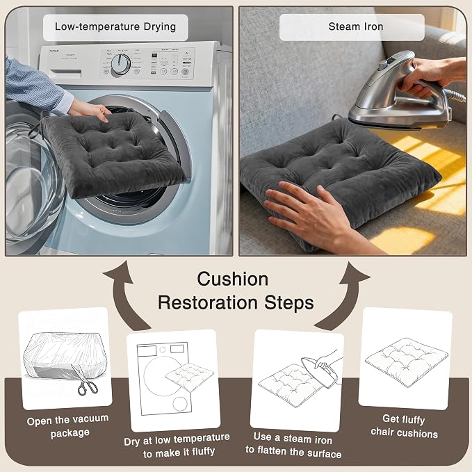 OVOV 4 Pack Chair Cushions for Dining Chairs Soft Seat Cushions for Kitchen - Image 7