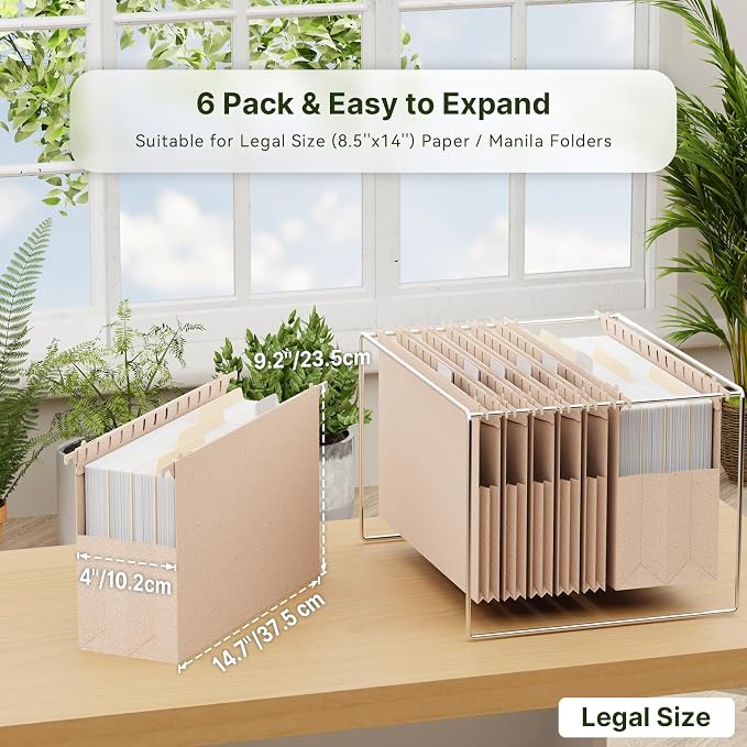 XINGIA Legal Size Hanging File Folders Extra Capacity, 6 Pack Plastic Hanging - Image 2