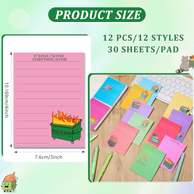 12 Pcs Funny Sticky Notes for Work 4x3 Inches Sarcastic Self Adhesive Notepads - Image 2