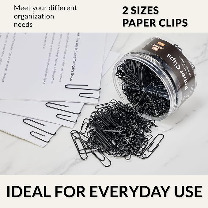 NEEWAY 450pcs Paper Clips Assorted Sizes, Small and Large Paper Clips, Coated - Image 6