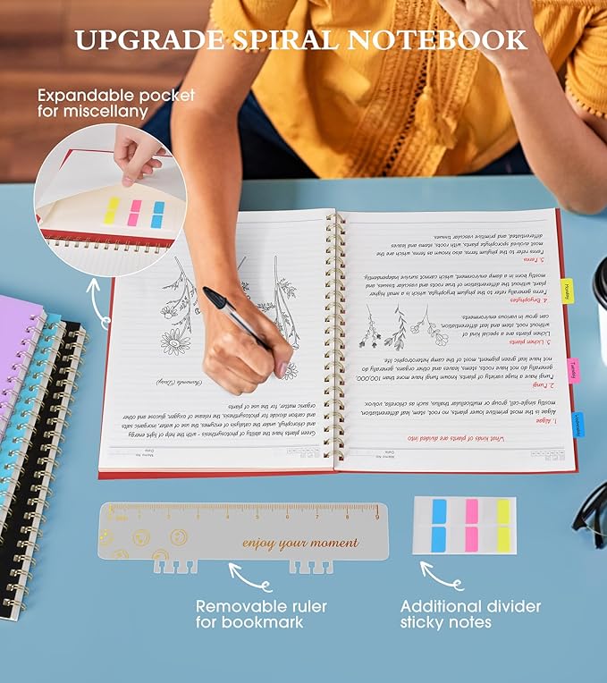 Spiral Notebook Journal 8.5” x 11”, A4 Large Notebooks for Women Men, College Ruled Lined Journal, 100 GSM Paper, Hardcover Spiral Bound Journals for Work School Writing Note Taking Business, Red-DeskLoop Office