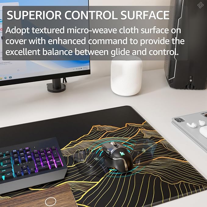 KTRIO Large Gaming Mouse Pad, Desk Mat, 31.5 x 15.7 in, Bright Rise, XXL | - Image 5