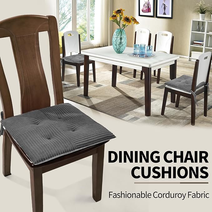 Office Stacking Chair Cushions 4 Pack, Corduroy High Density Foam Kitchen Seat - Image 3
