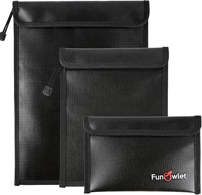 Fireproof Waterproof Money Document Bag, Zipper Storage Organizer, by FunOwlet