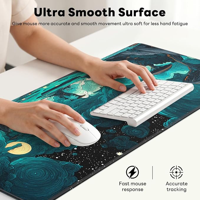 Desk Mat, Big Desk Pad, 31.5x11.8 Inches Extended Big Gaming Mouse Pad - Image 5