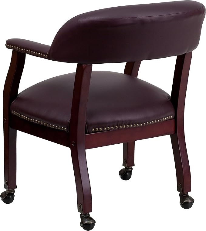 EMMA + OLIVER Burgundy LeatherSoft Conference Chair with Casters-DeskLoop Office
