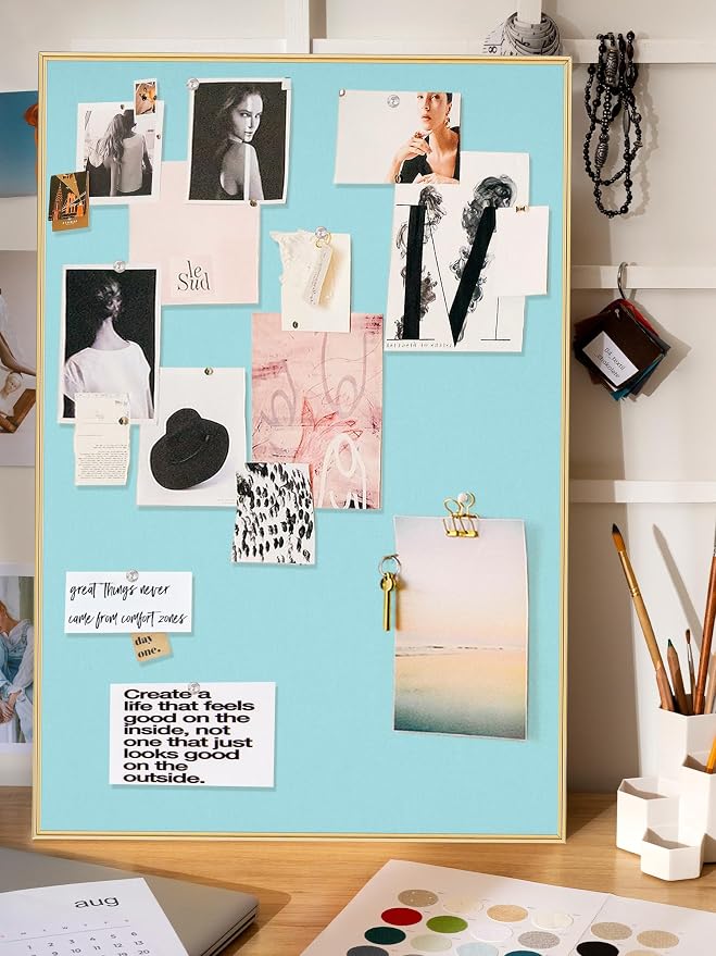 Lightomorrow Bulletin Board 30 x 20 inches, Dark Blue Pin Board - Image 5