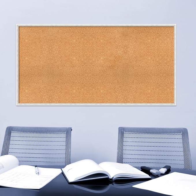 Amanti Art Natural Cork Board for Wall, 29x57 Vision Board with White Frame, Oversize Corkboard Office Decor for Home Organization, Modern Corkboard Pinboard to Display Items for Home Organization in-DeskLoop Office