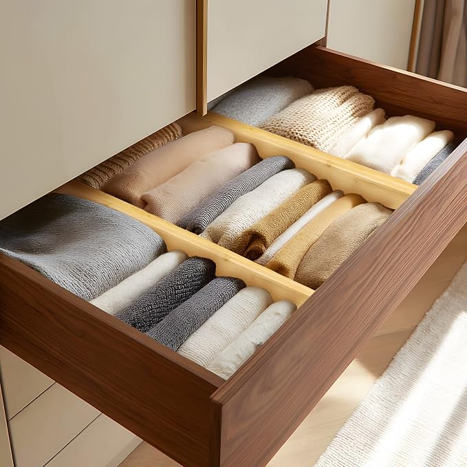 VaeFae 6 Pack Bamboo Drawer Dividers, Expandable Separators - Image 3