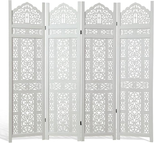 5.75Ft Room Divider Wood Screen, 33Lbs Durable Antiqued Style MDF Carved by Svimi