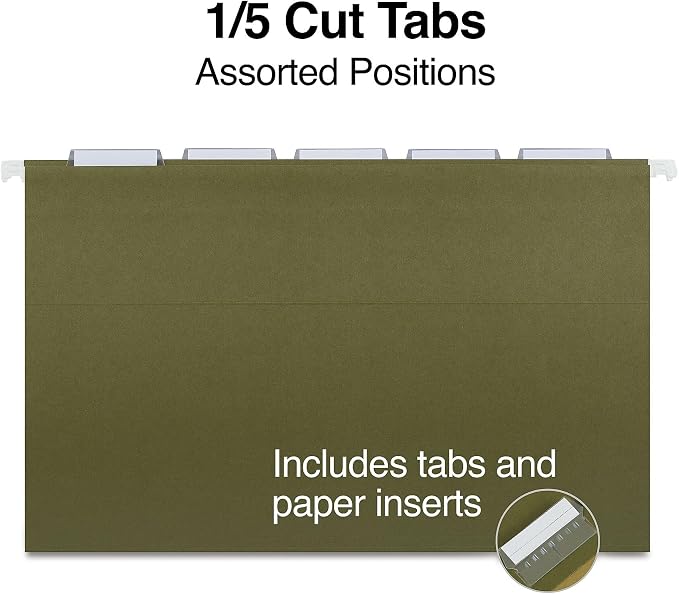 Staples Hanging File Folders, Legal Size, Standard Green, Durable Construction - Image 2