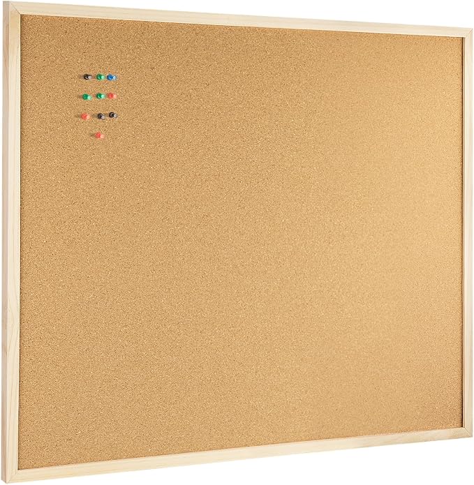 OWLKELA 24'' x 36'' Cork Board Bulletin Board, Wooden Framed Corkboard by OWLKELA