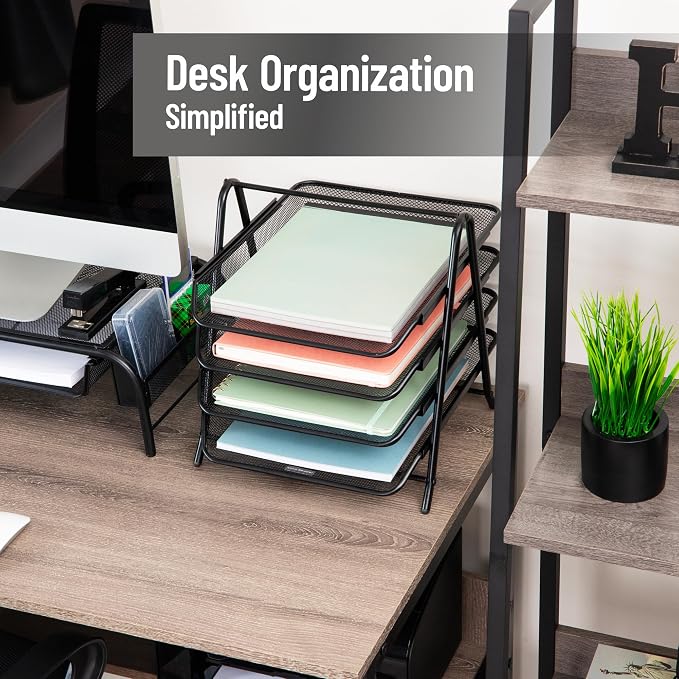 Mind Reader 4-Tier Paper Tray, Desktop Organizer, File Storage, Metal Mesh - Image 2