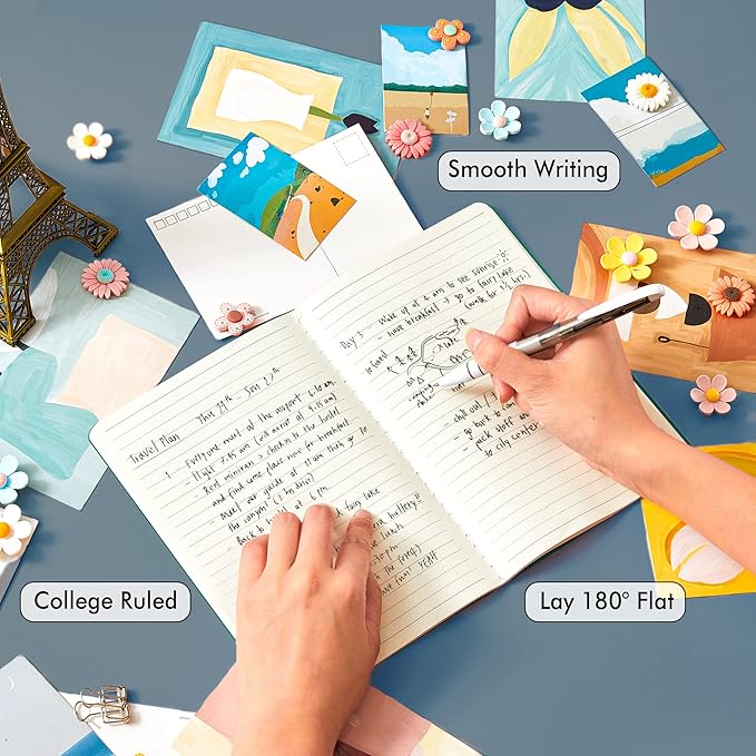 16 Pack Soft Cover Journal Bulk, Feela Lined Notebooks College Ruled for Work for Women Girl Writing, Blank Travel Journal Note Taking Notebook School Business Supplies, 8.2” x 5.5”, A5, Dark Green-DeskLoop Office