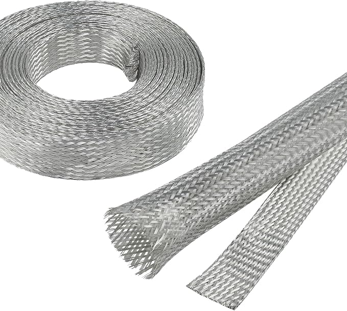 Tinned Copper Braid Cable Wire Shielding Sleeve Ground Straps Protection Flat by BuyUneed