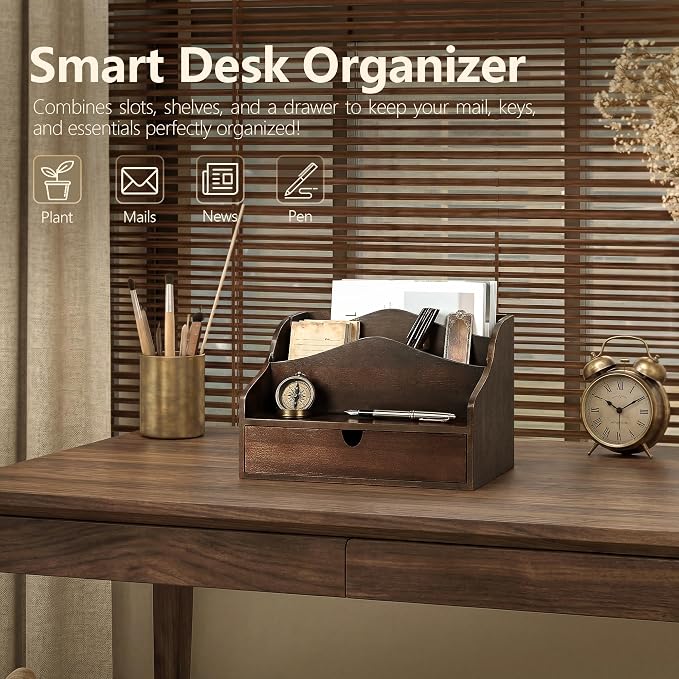 Rebee Vision Acacia Wood Mail Organizer - Image 3