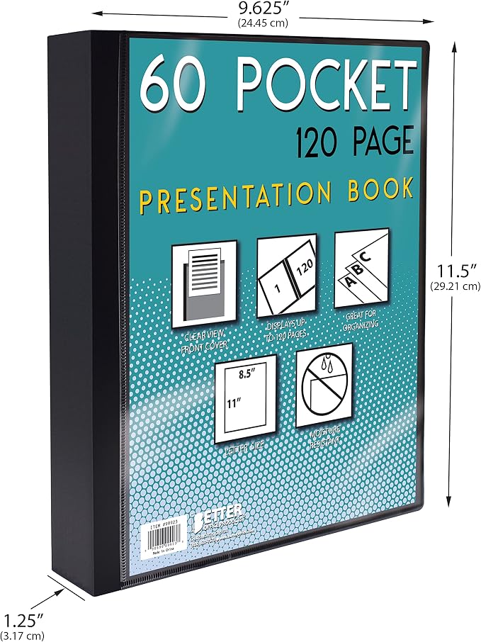 Better Office Products 60 Pocket Bound Black Presentation Book, - Image 6