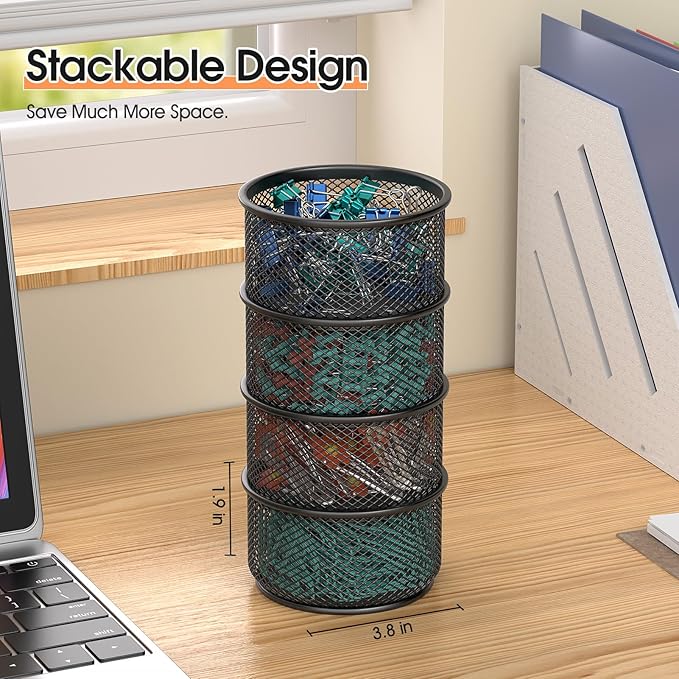 MaxGear Paper Clip Holder 4 Pack | Stackable PaperClip Organizer - Image 3