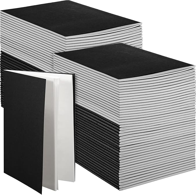 100 Pcs Kraft Notebook Journals 5.5 Inch x 8.3 Inch A5 Softcover Notebooks Bulk for Writing Sketch Office Notepad with 60 Pages 30 Sheets (Multicolor,Lined)(Black,Unlined)-DeskLoop Office