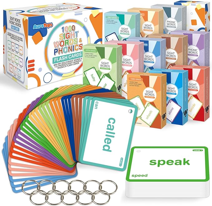 1012 Sight Words/Phonics Flash Cards, Dolch & Fry High Frequency Site Words by AuroTops