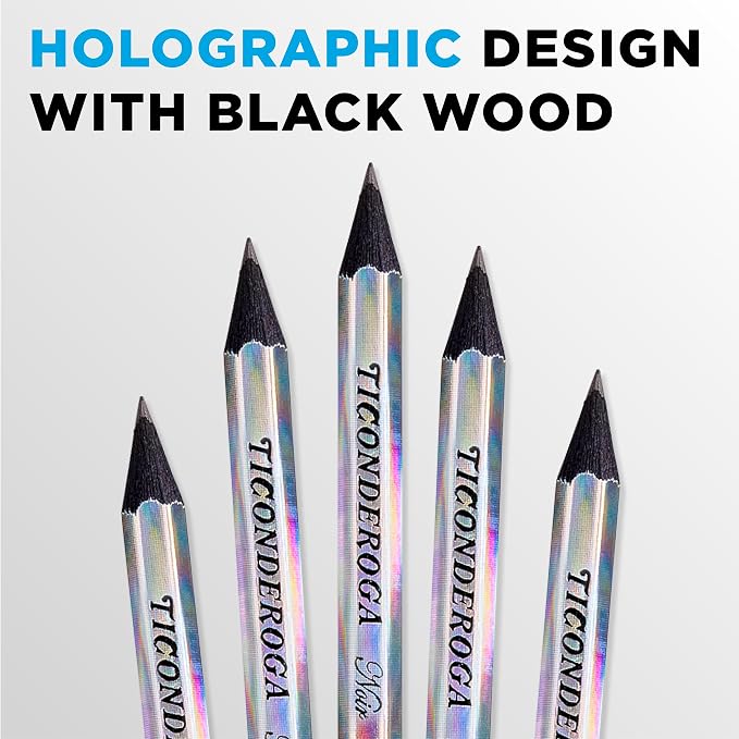 Ticonderoga Noir Black Wood-Cased #2 Pencils, Holographic Design - Image 5
