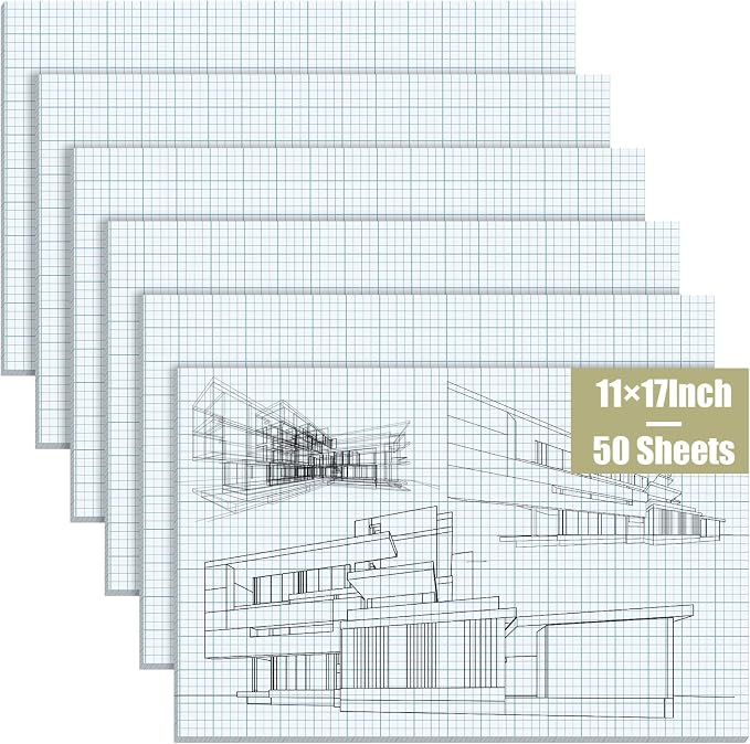 Ctosree 6 Pcs 11 x 17 Quadrille Pads 4 Squares Per Graph Paper Pad Back to by Ctosree