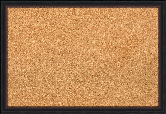 Amanti Art Natural Cork Board for Wall, 18x26 Vision Board with Black Wood Frame, Medium Corkboard Office Decor for Home Organization, Casual Corkboard Pinboard to display items for home organization-DeskLoop Office