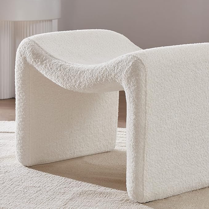 Large Footstool Ottoman, Multi-Functional Modern Foot Stool, Sofa Footrest Extra Seating for Living Room, Entryway, Hallways and Bedrooms, Large, White-DeskLoop Office