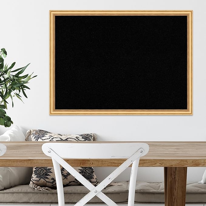 Amanti Art Black Cork Board for Wall, 22x30 Vision Board with Gold Wood Frame, Medium Corkboard Office Decor for Home Organization, Casual Corkboard Pinboard to display items for home organization-DeskLoop Office