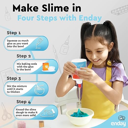 Liquid Glue (12 Pack) - 4 oz Washable School Glue, Bulk, Non-Toxic for Kids, for Slime, Arts and Crafts - by Enday-DeskLoop Office