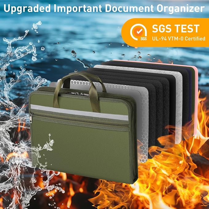 Fireproof Document Bag with Accordion File Organizer | Upgraded 5200°F Aluminum - Image 4