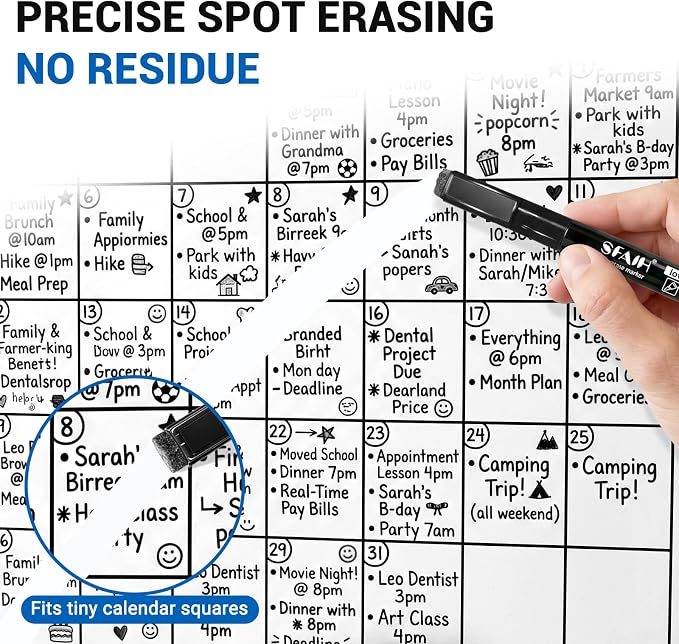 SFAIH Black Magnetic Dry Erase Markers, Ultra Fine Tip 0.7mm Fine Point Thin - Image 3