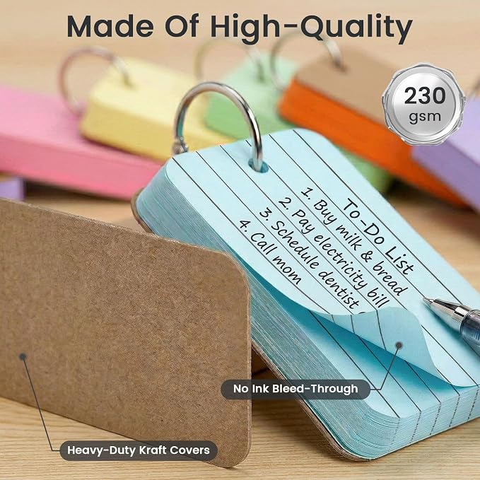Koogel Colored Index Cards, 2.2 x 3.5 Inchs Flash Card Lined Ruled on Both Side - Image 6