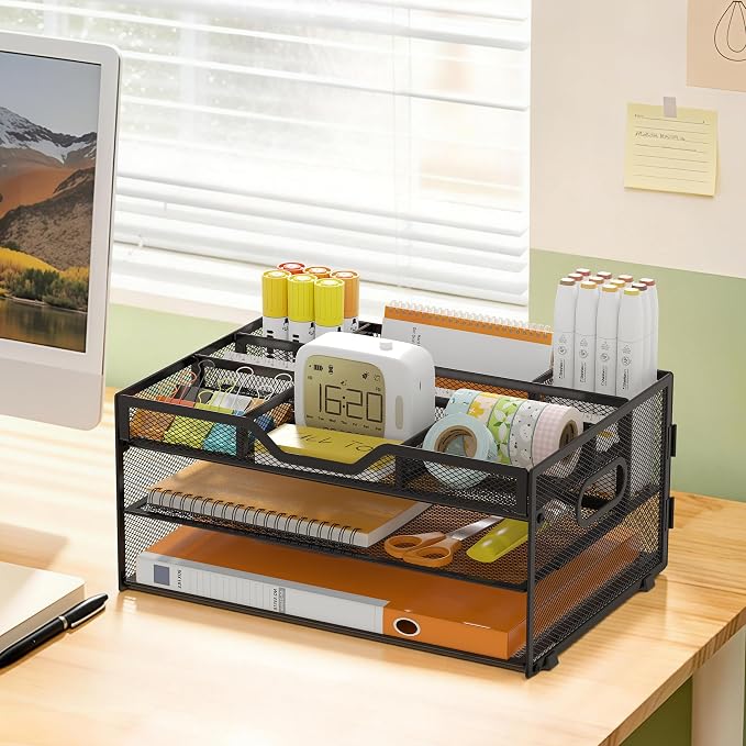 3 Tier Desk Orgnizers and Accessories, Metal Magazine File Holder - Image 6