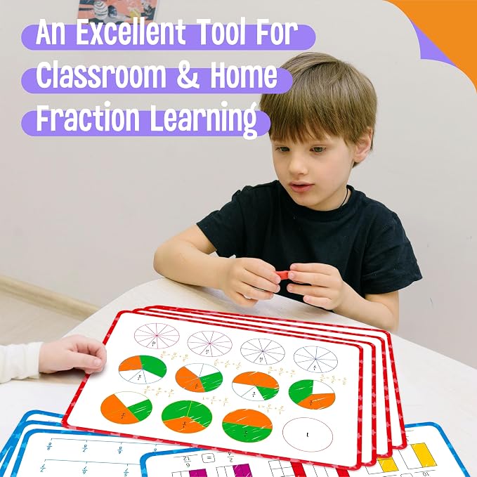8 Packs Fraction Manipulative Whiteboards, Double-Sided Dry-Erase Number Line - Image 7